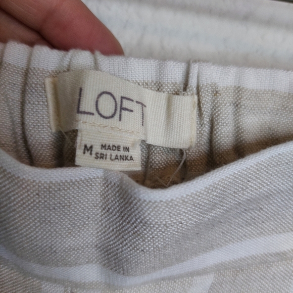 Loft Linen Blend Striped Pull On Pants Size Meduim - Picture 3 of 10